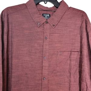 Hurley Shirt XXL Rust Red Button Long Sleeve New NWT Cotton